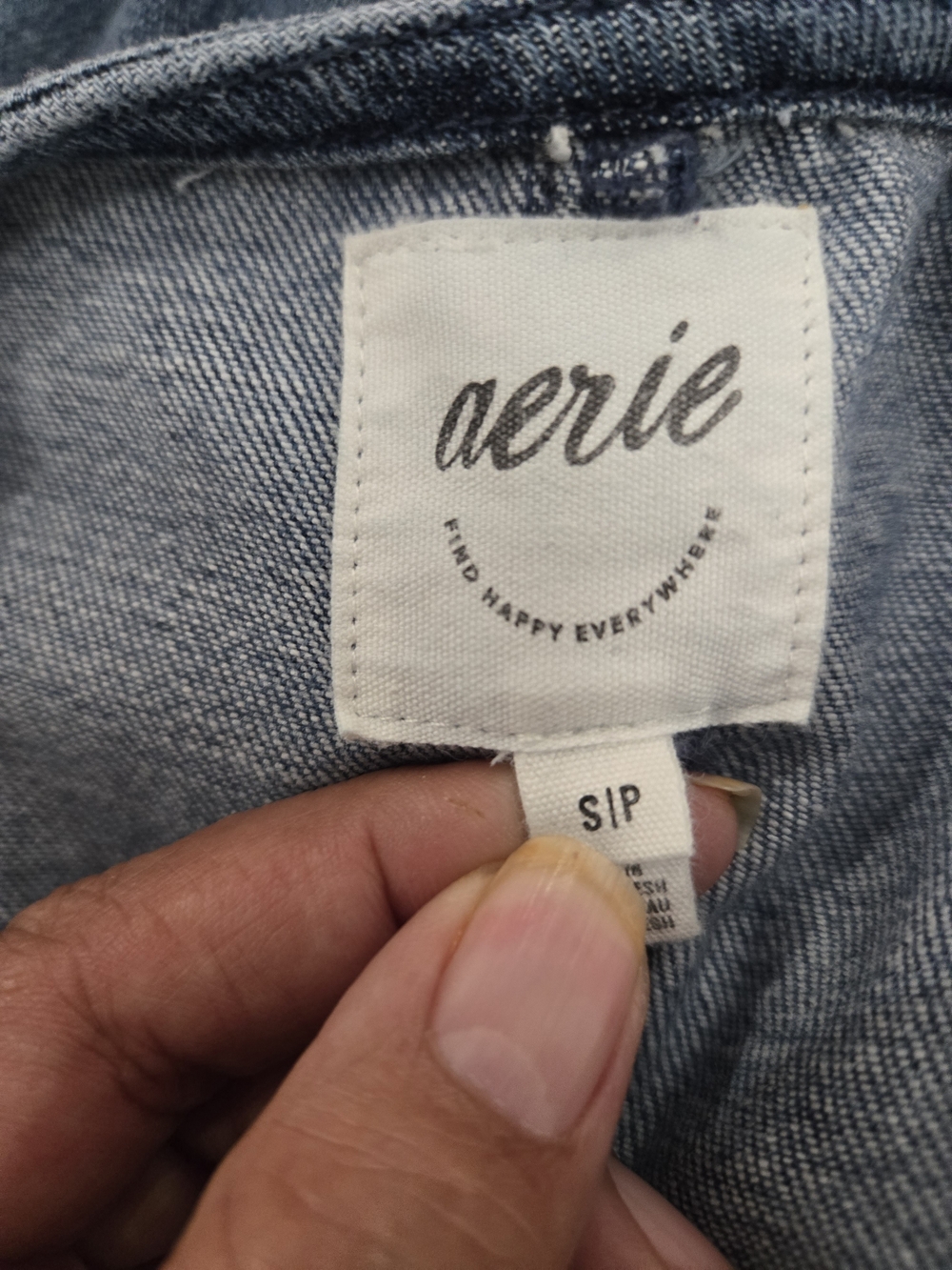 Aerie Denim Wide Leg Jumpsuit Small Button Front Utility Pocket Overalls - Picture 12 of 15